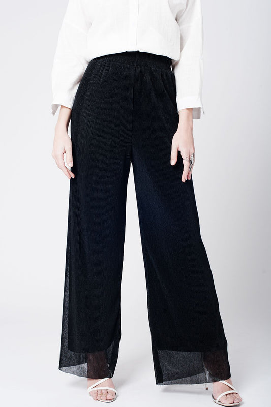 Q2 Pantalon de bambula negro con pernera ancha