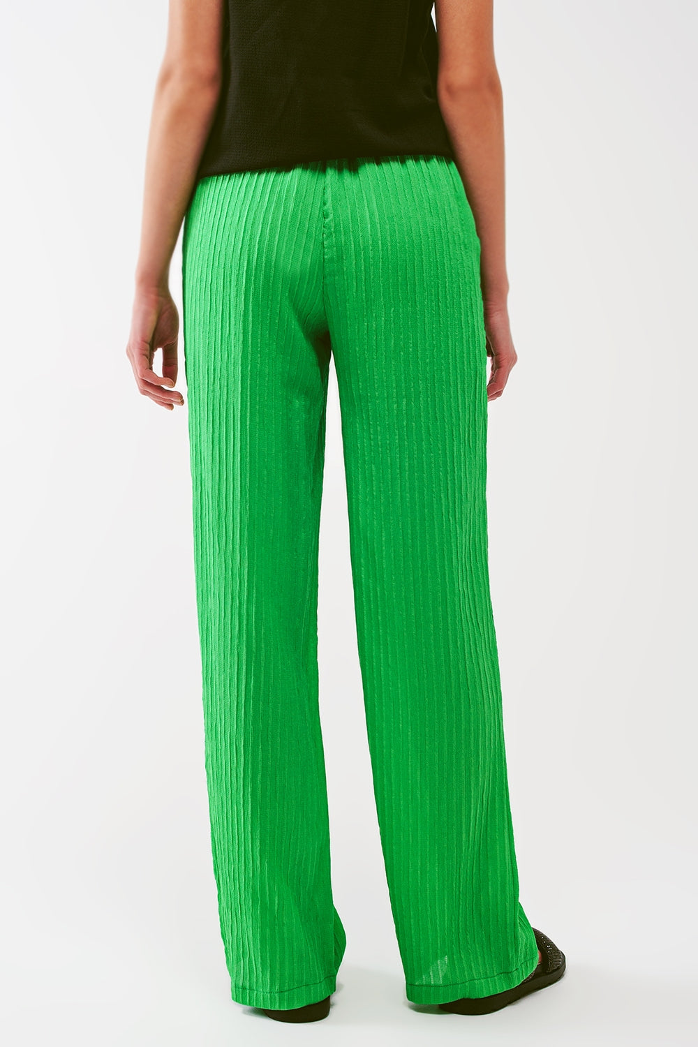 Pantalón de rayas holgado en verde Q2