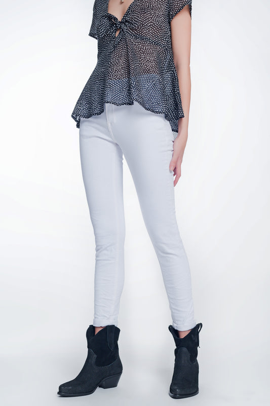 Q2 Pantalon de talle alto color blanco