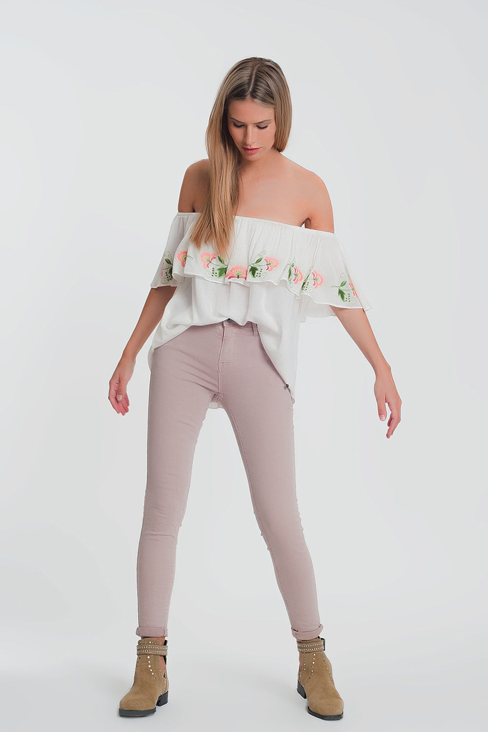 Pantalon de talle alto super ajustado en color rosa Q2