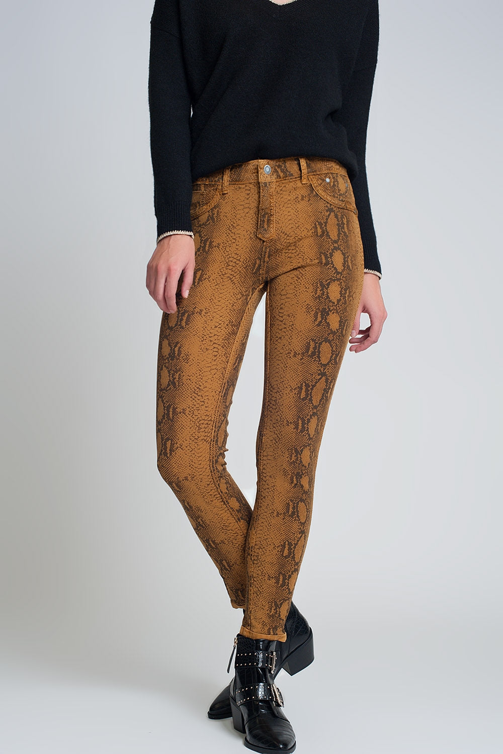 Pantalon estampado serpiente reversible en Mustard Q2