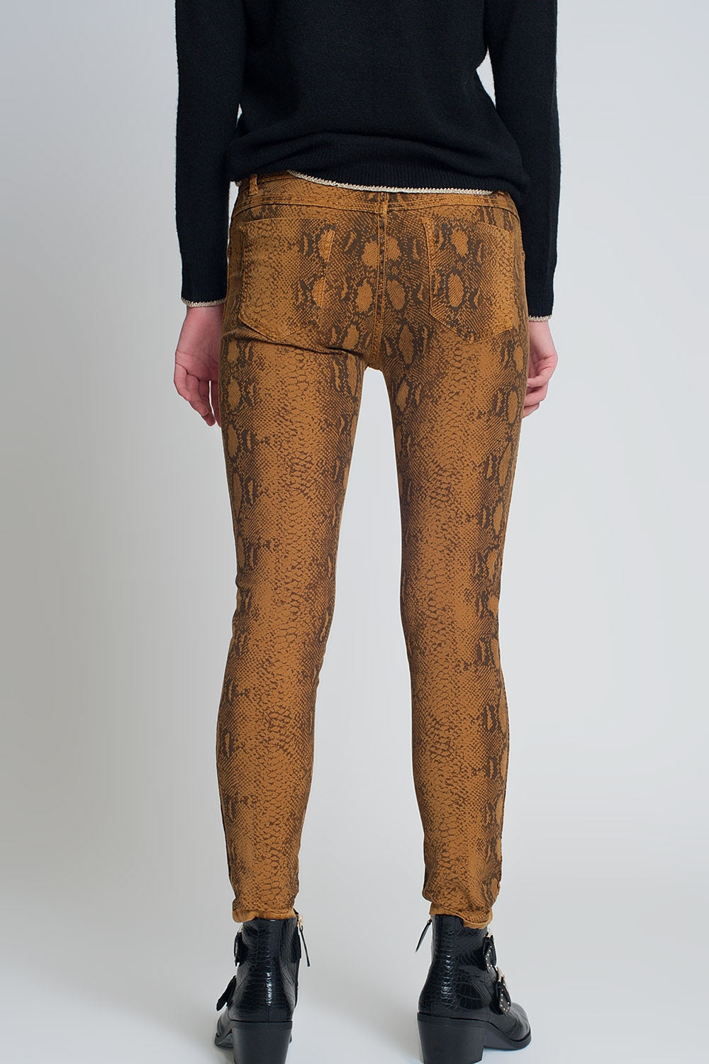 Pantalon estampado serpiente reversible en Mustard Q2