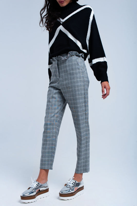 Q2 Pantalón gris en tejido Principe de Gales