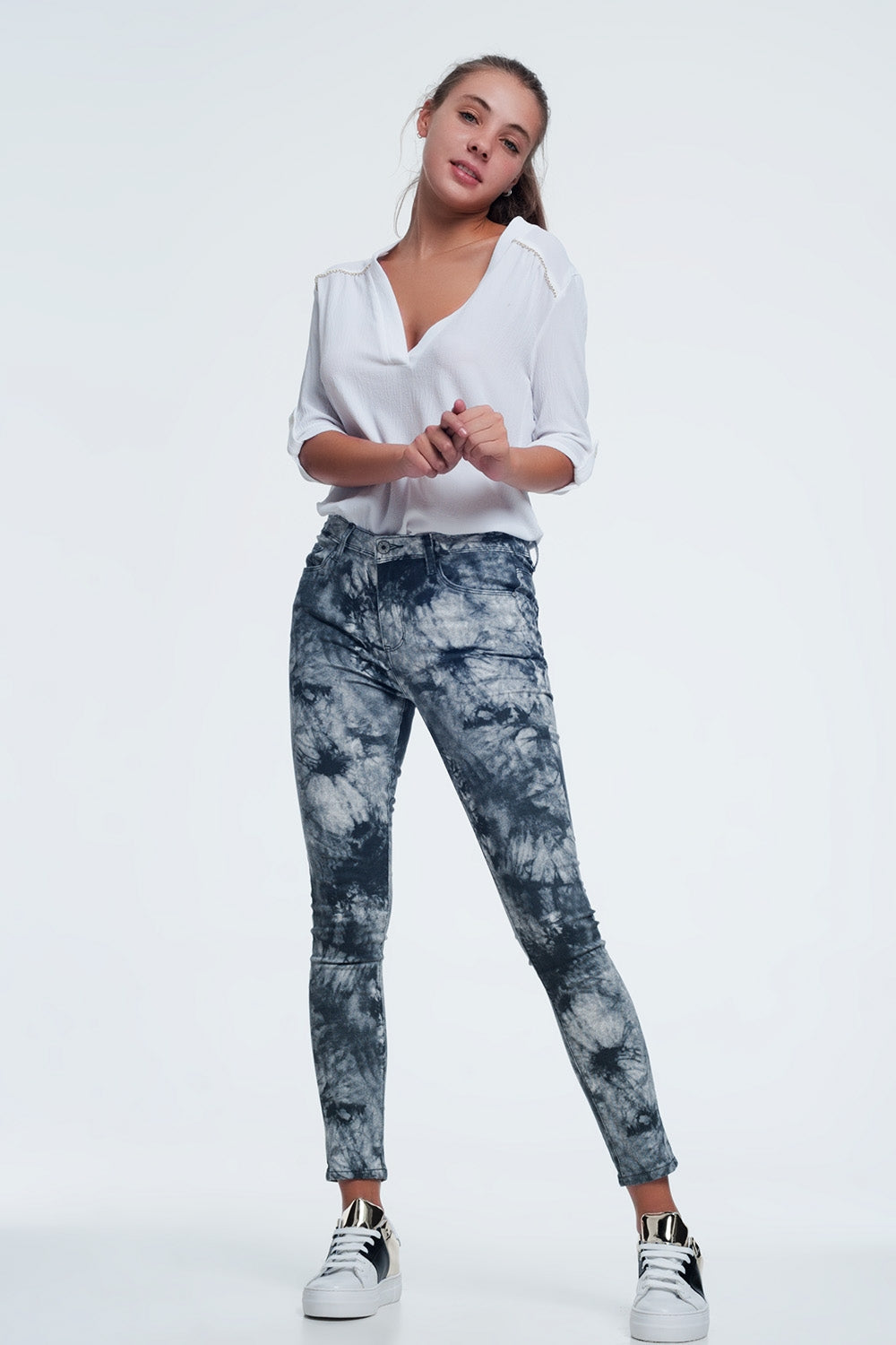 Pantalon gris slim teñido Q2