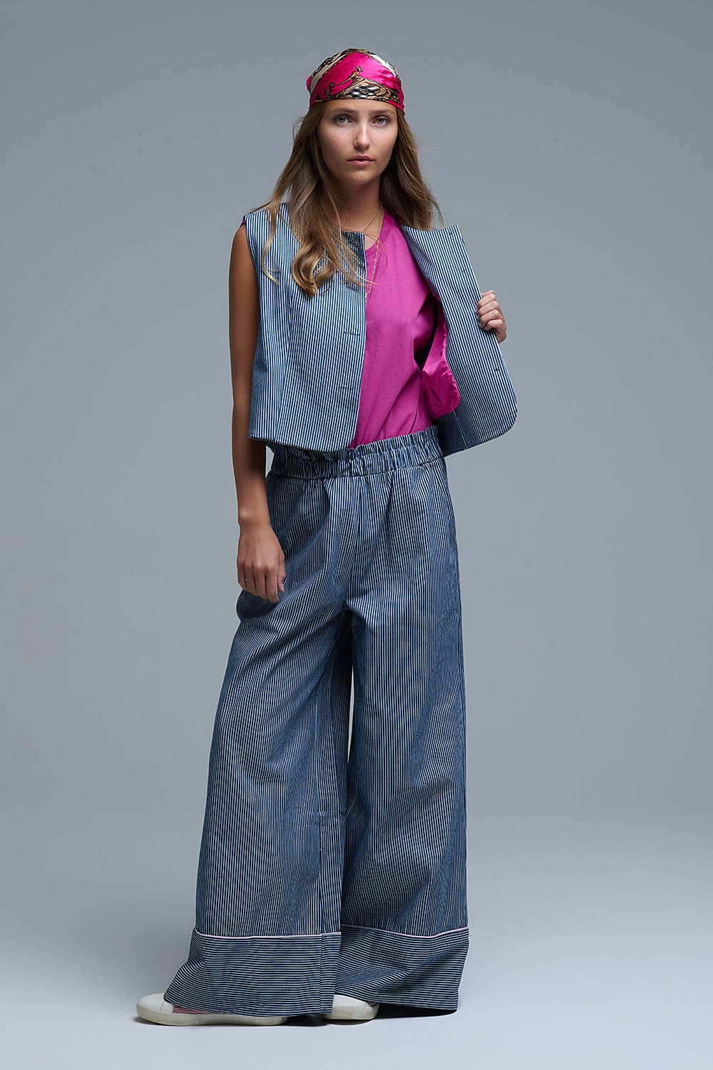 Pantalón palazzo extra ancho a rayas Q2