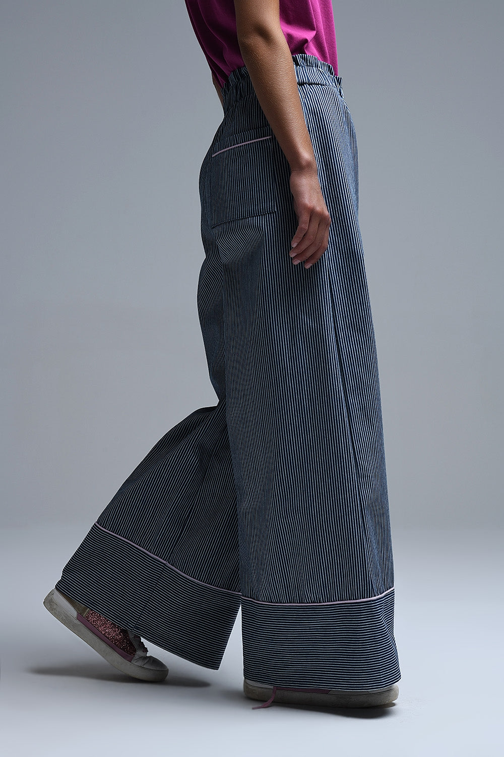 Pantalón palazzo extra ancho a rayas Q2