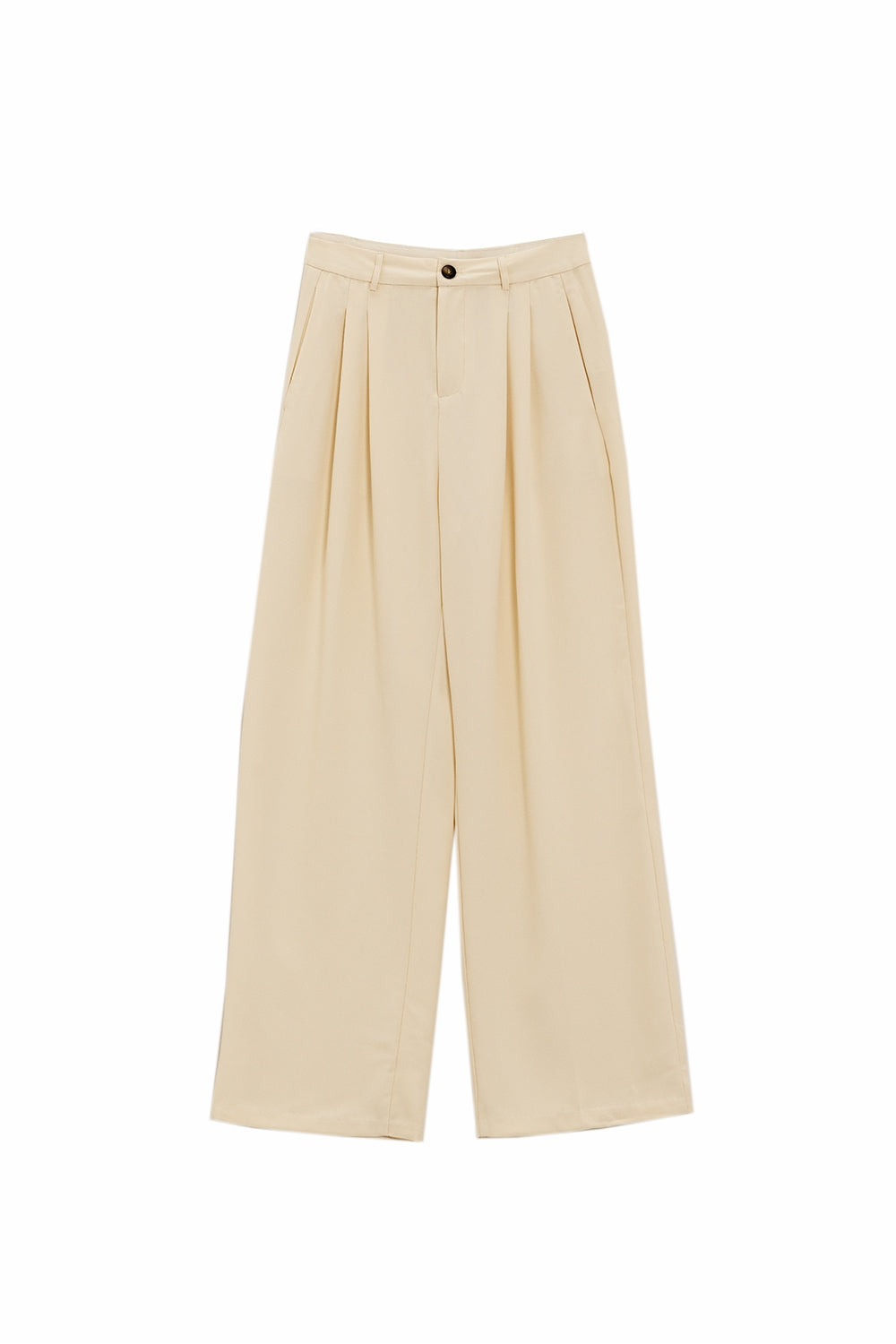 Pantalón recto con bolsillos laterales y pinzas en color crema Q2