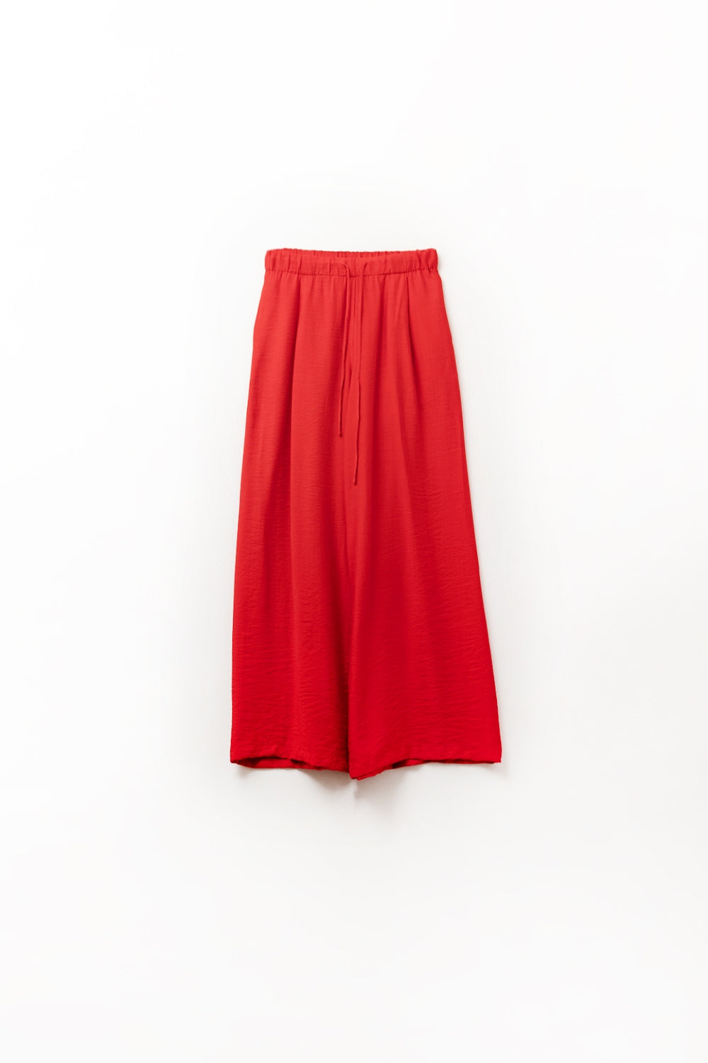 Pantalón rojo de pernera ancha en tejido de viscosa ligera Q2