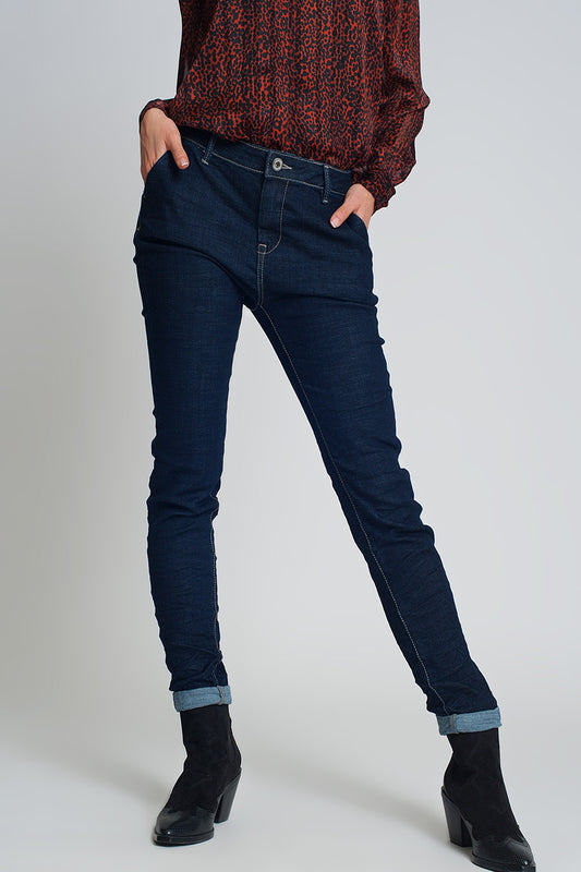 Q2 Pantalon vaquero estilo chino de corte pitillo