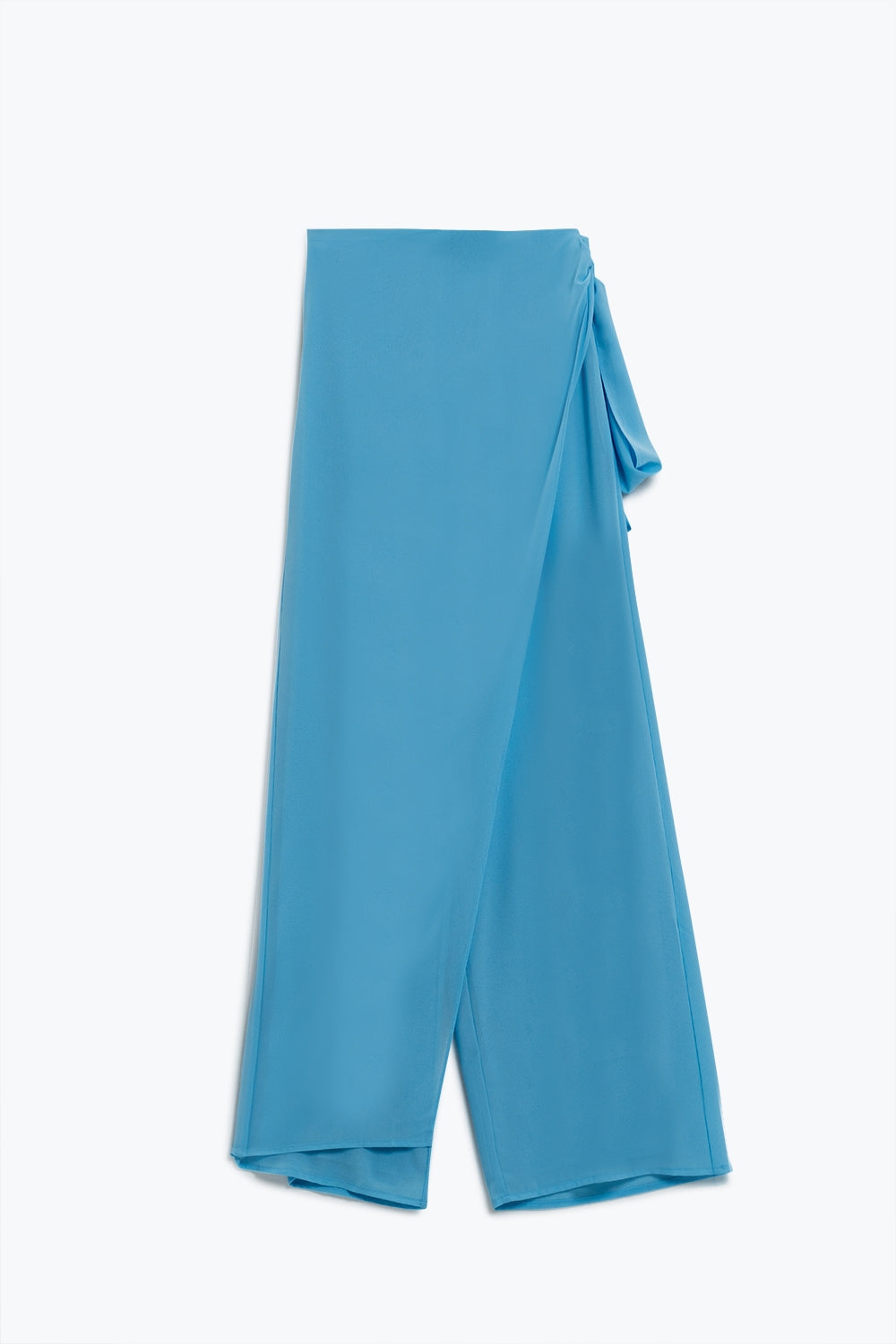 Pantalones anchos azul claro Falda superpuesta atada a un lado Q2