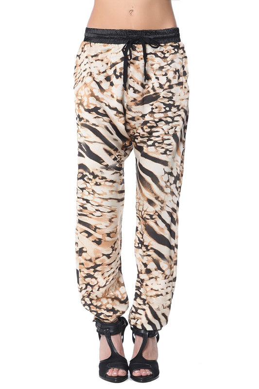 Q2 Pantalones baggy con estampado animal marron