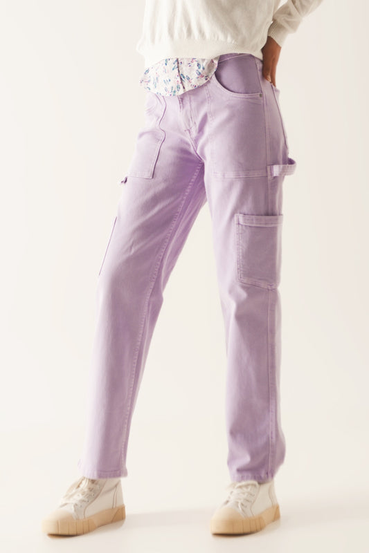 Q2 Pantalones cargo en morado