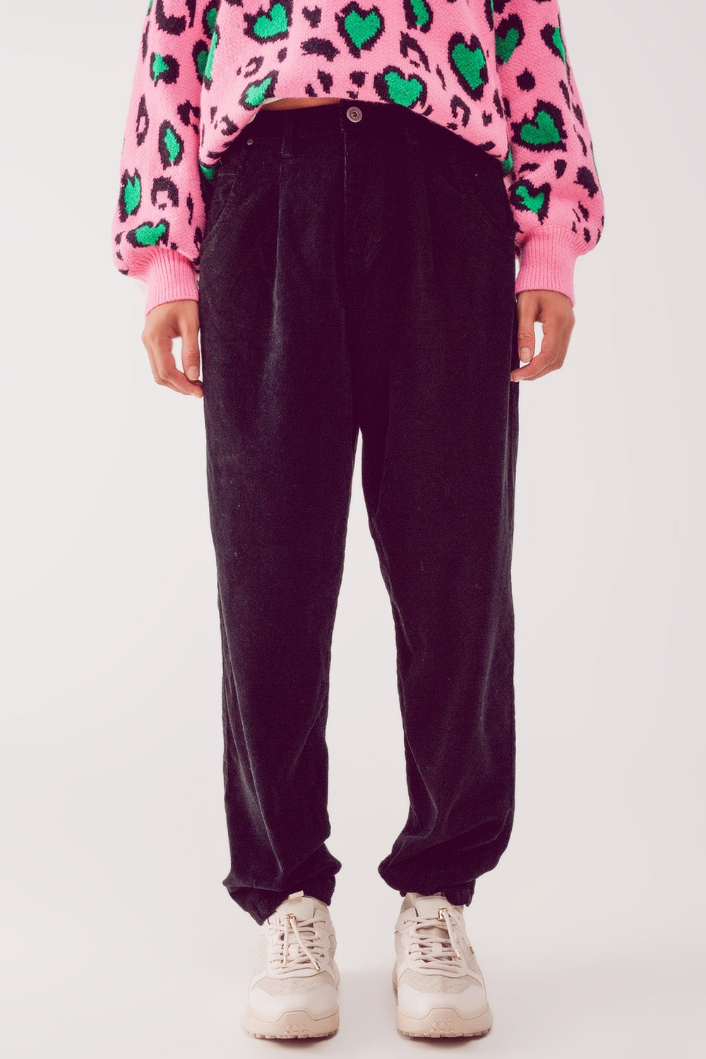 Pantalones  de pana slouchy de talle alto Q2