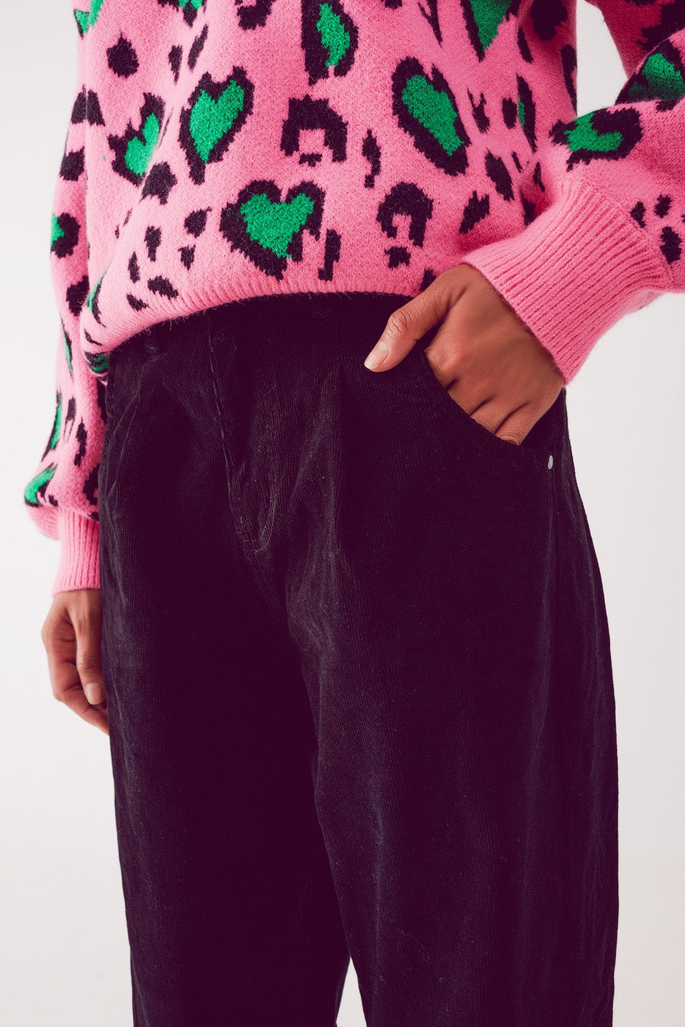 Pantalones  de pana slouchy de talle alto Q2