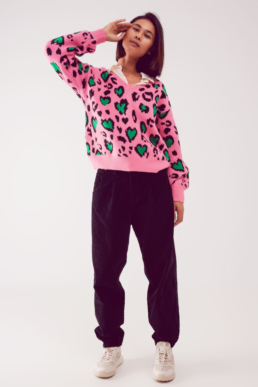 Pantalones  de pana slouchy de talle alto Q2