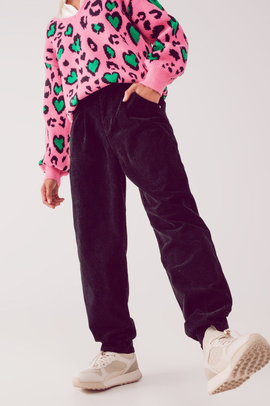 Q2 Pantalones  de pana slouchy de talle alto