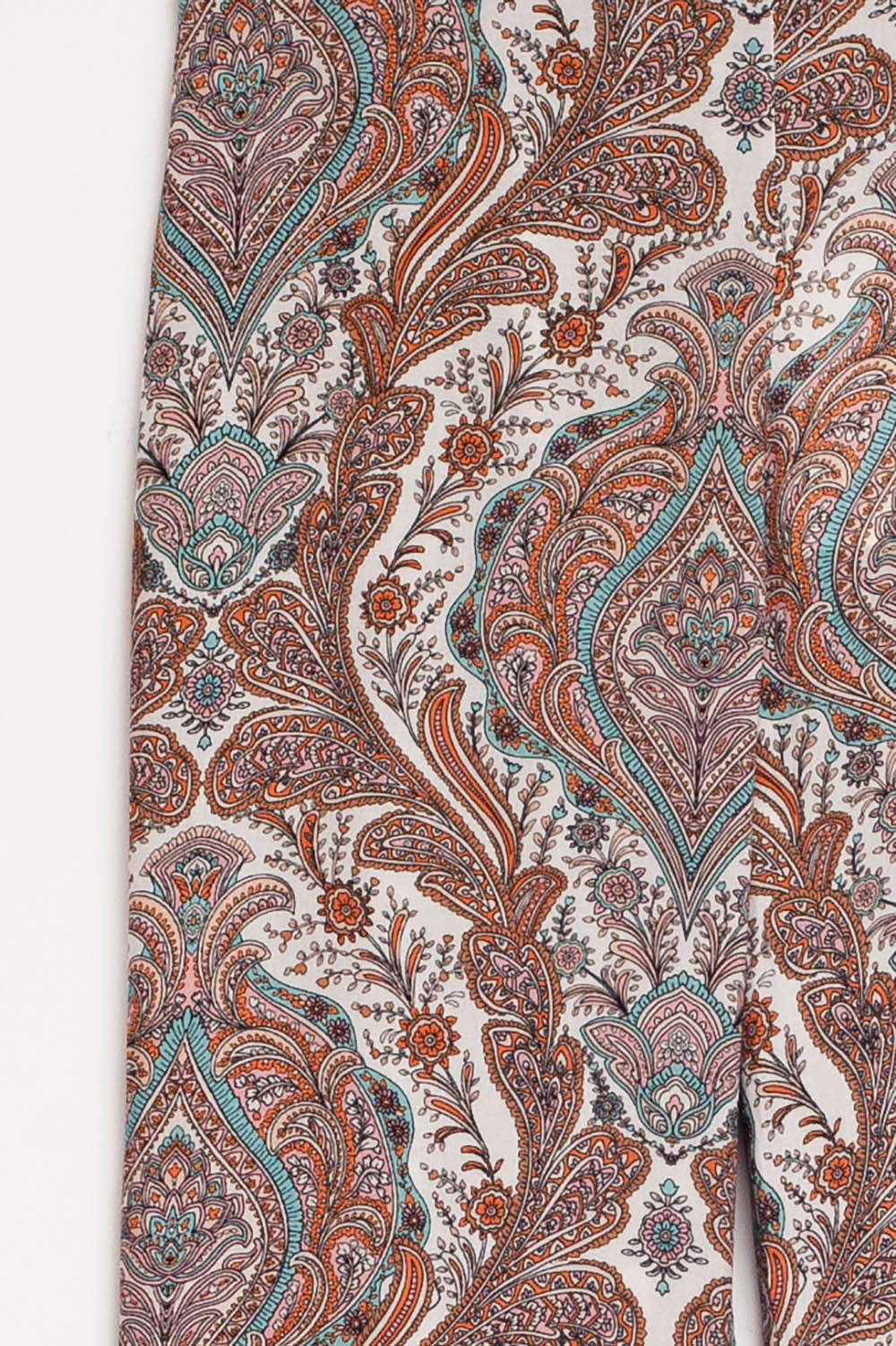 Pantalones de pernera ancha y estampado de cachemir en beige Q2