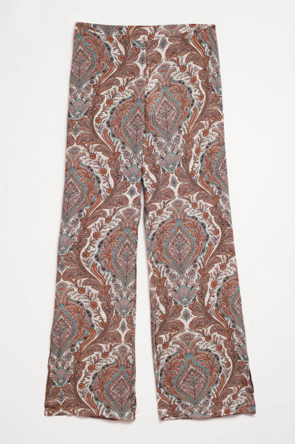 Q2 Pantalones de pernera ancha y estampado de cachemir en beige