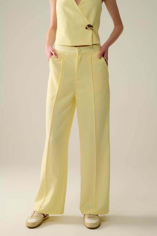 Q2 Pantalones de pierna ancha a medida en amarillo