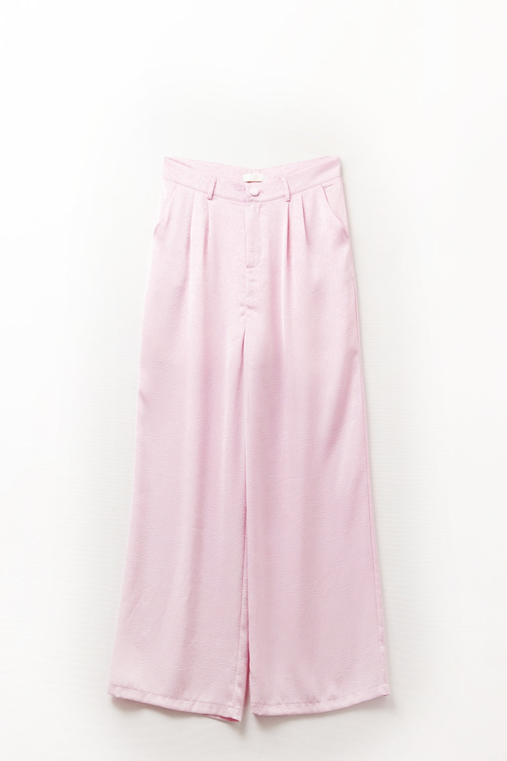 Pantalones de raso a medida con pernera ancha en rosa Q2