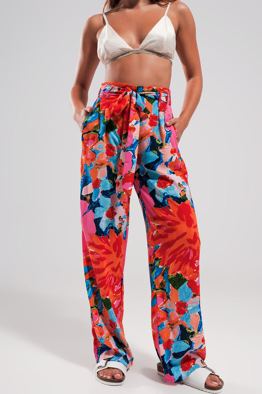 Q2 Pantalones en tonos luminosos con parte trasera elástica