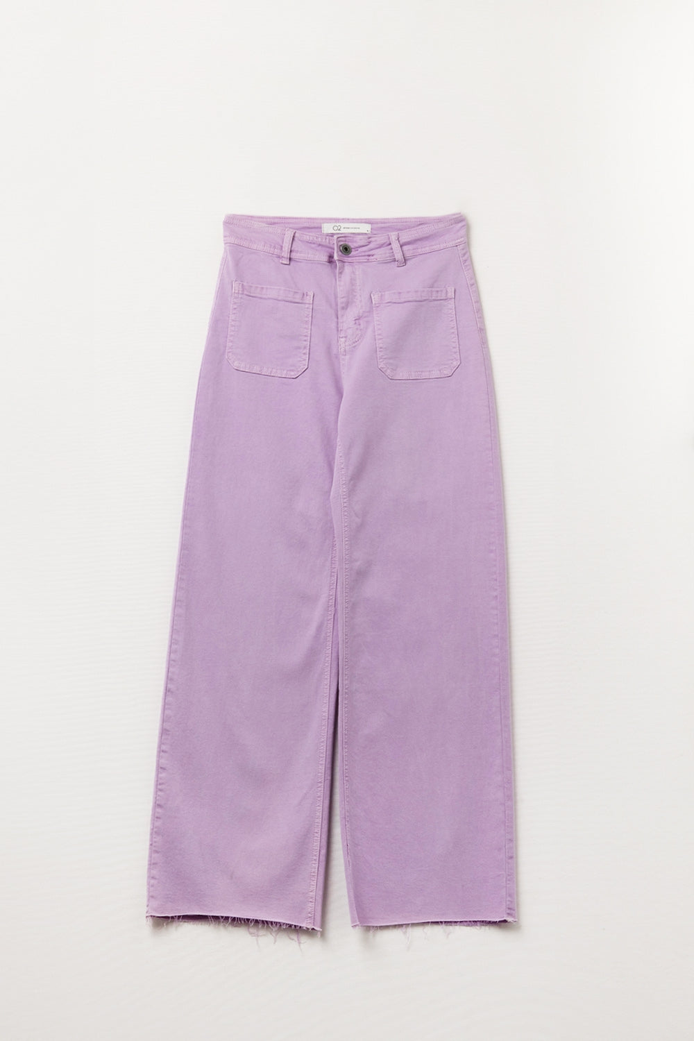 pantalones lila de pierna recta con bolsillos frontales Q2