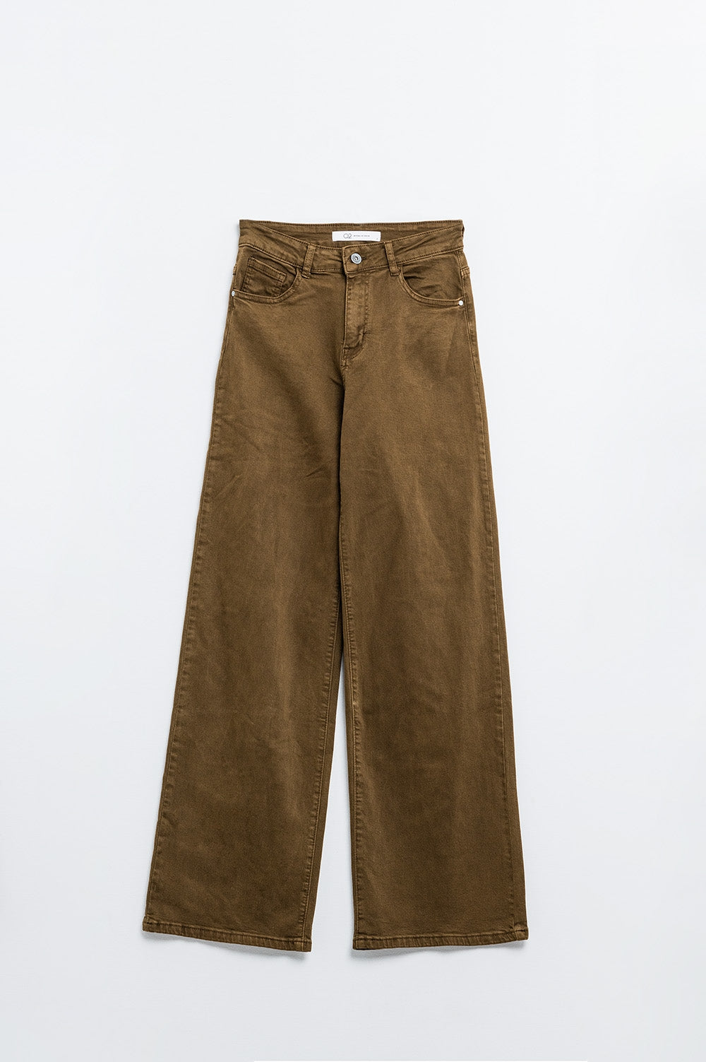 Pantalones marrón chocolate de pierna ancha y talle alto Q2