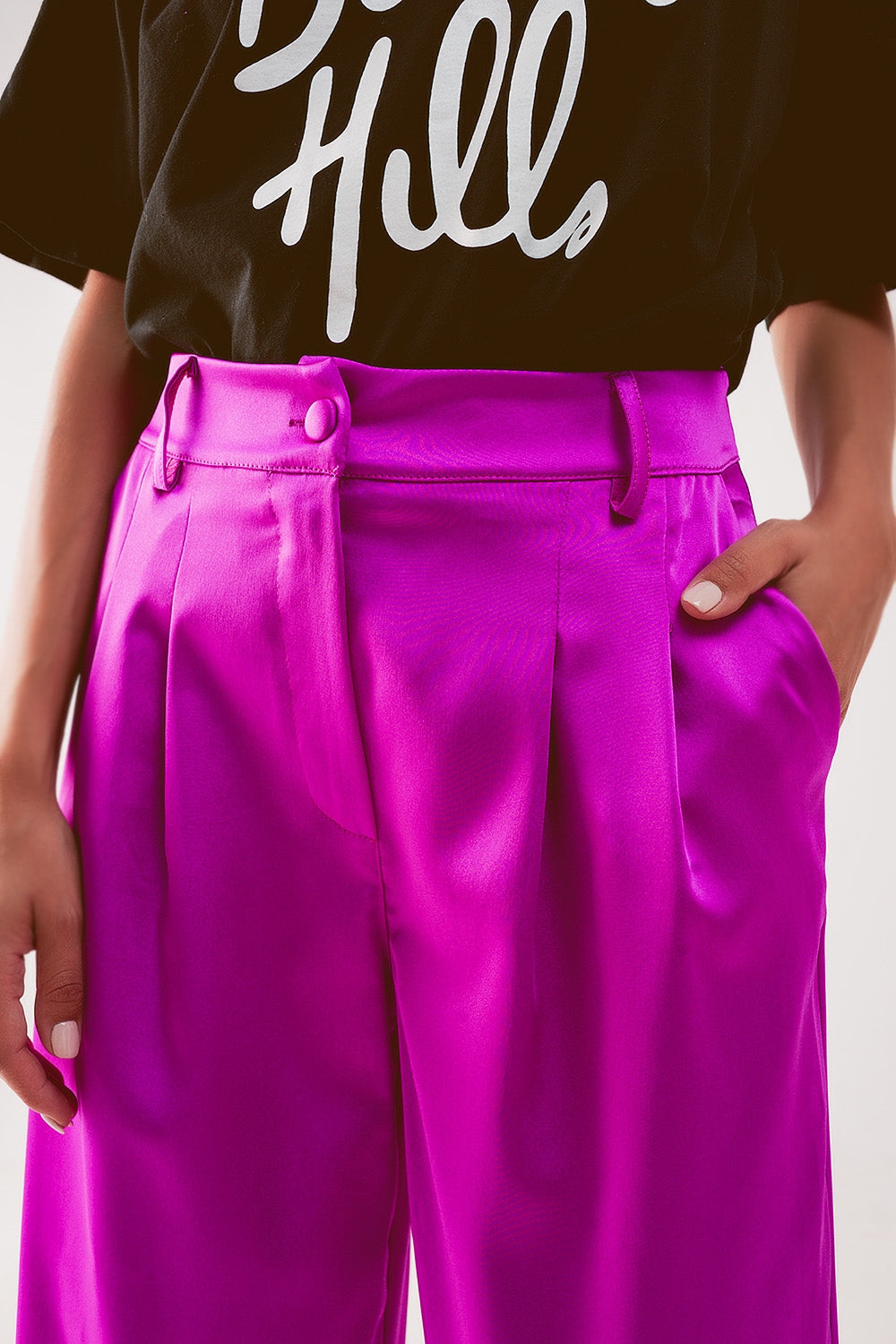 Pantalones palazzo con pinzas en fucsia Q2