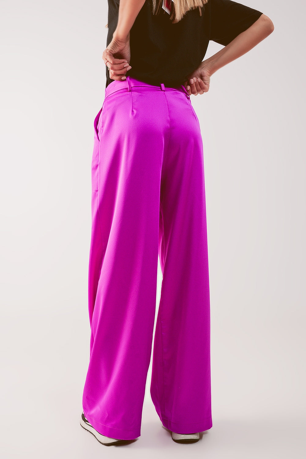 Pantalones palazzo con pinzas en fucsia Q2