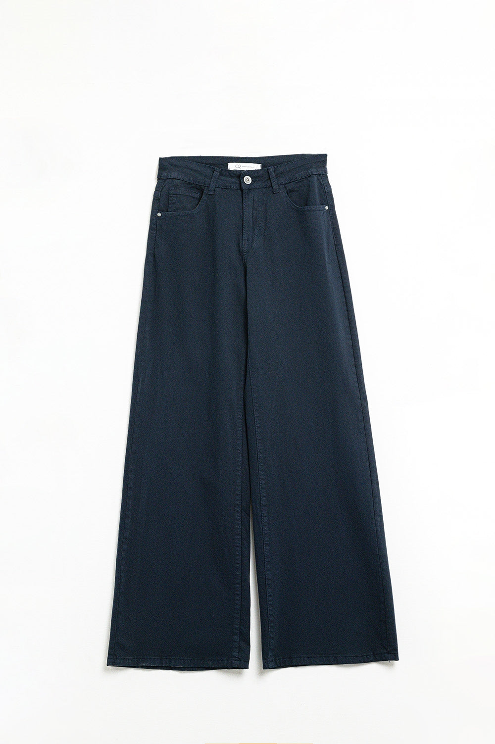 Q2 Pantalones rectos azul oscuro de pierna ancha