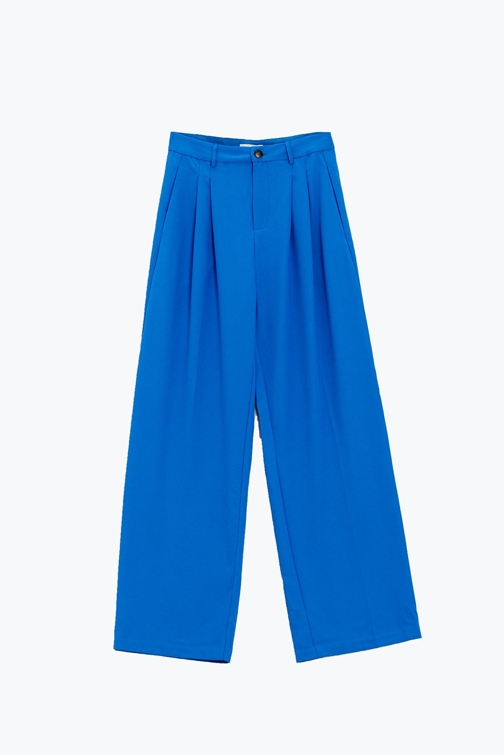 Pantalones rectos con bolsillos laterales y pinzas en azul Q2