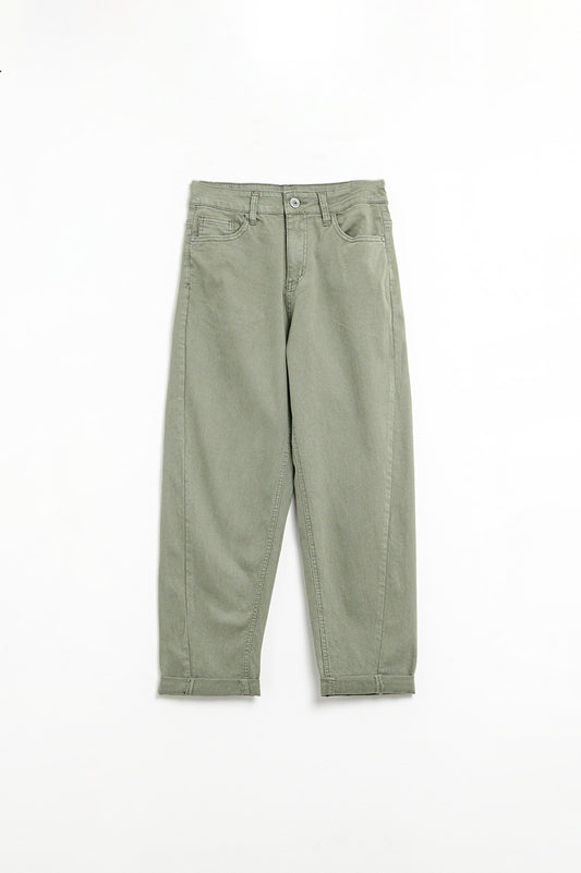 Q2 Pantalones rectos elásticos supercómodos En verde