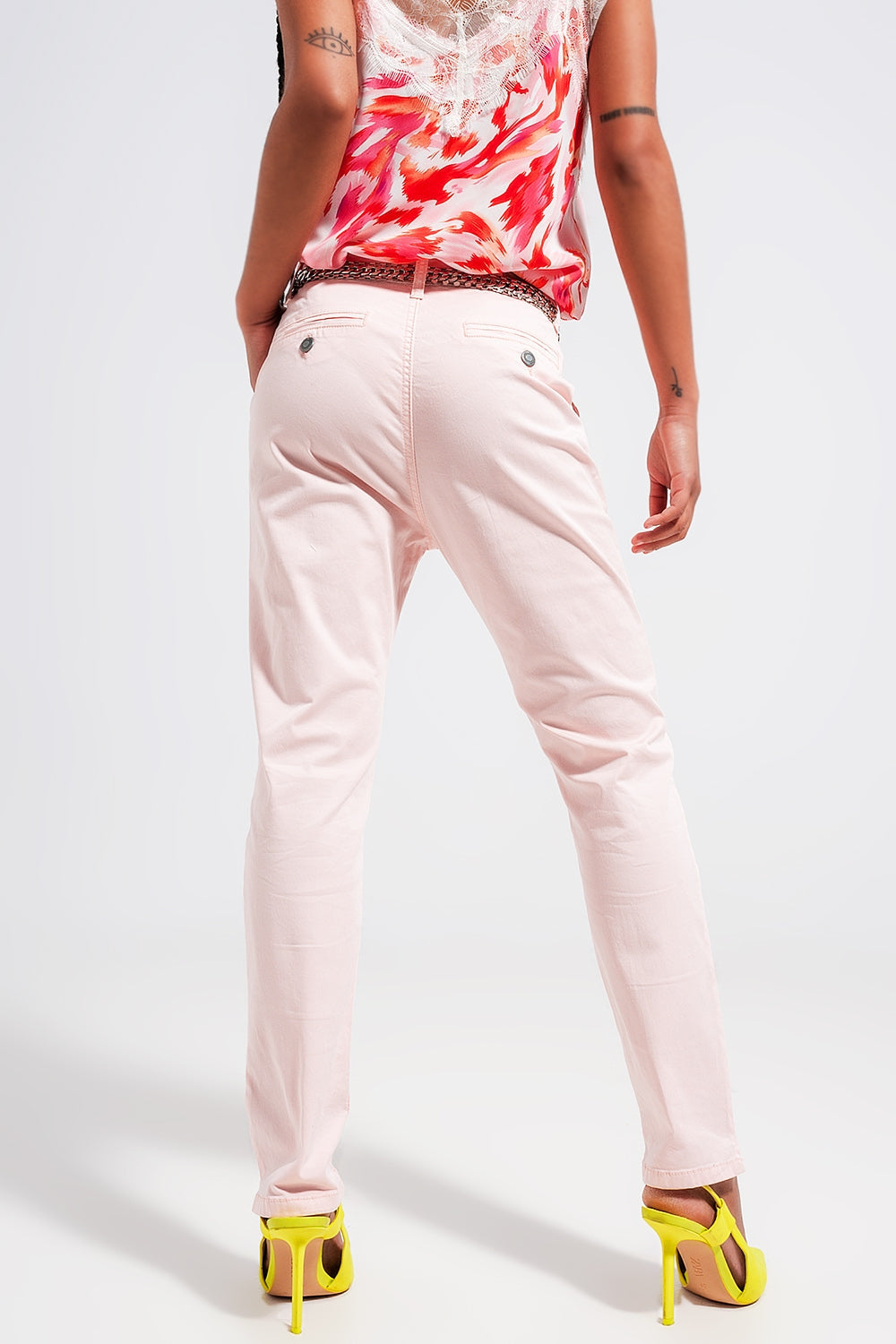 Pantalones rosa de mezcla de algodón Q2