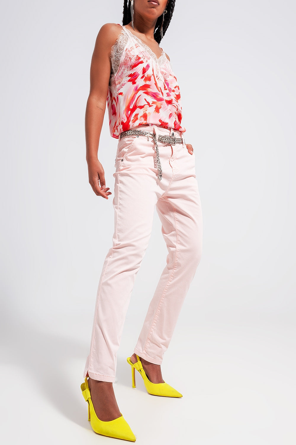 Pantalones rosa de mezcla de algodón Q2