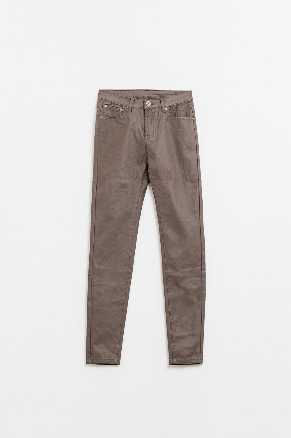 Pantalones super skinny de piel sintética beige Q2