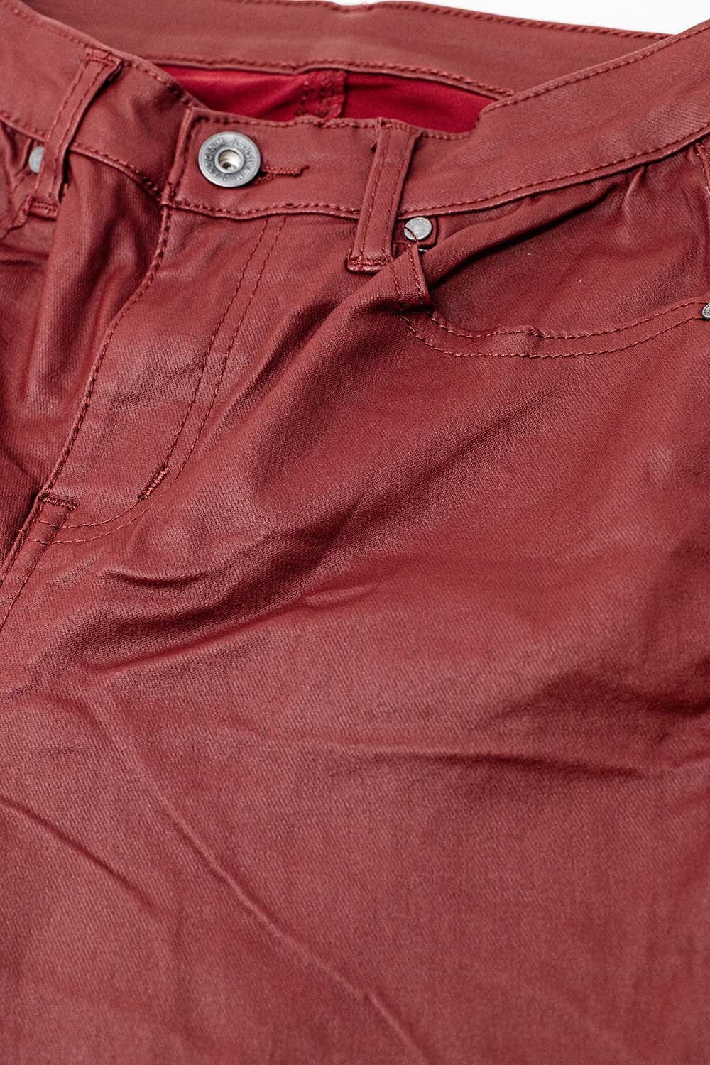 Pantalones super skinny de piel sintética burdeos Q2