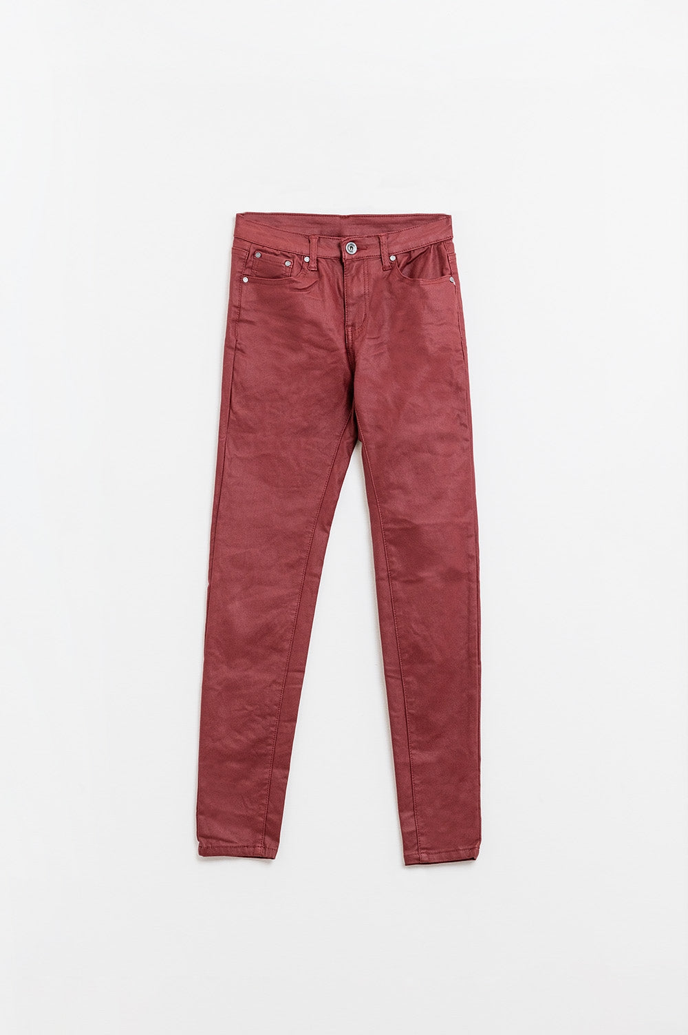 Pantalones super skinny de piel sintética burdeos Q2