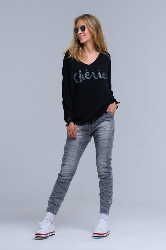 Q2 Pantalones vaqueros Jogger gris