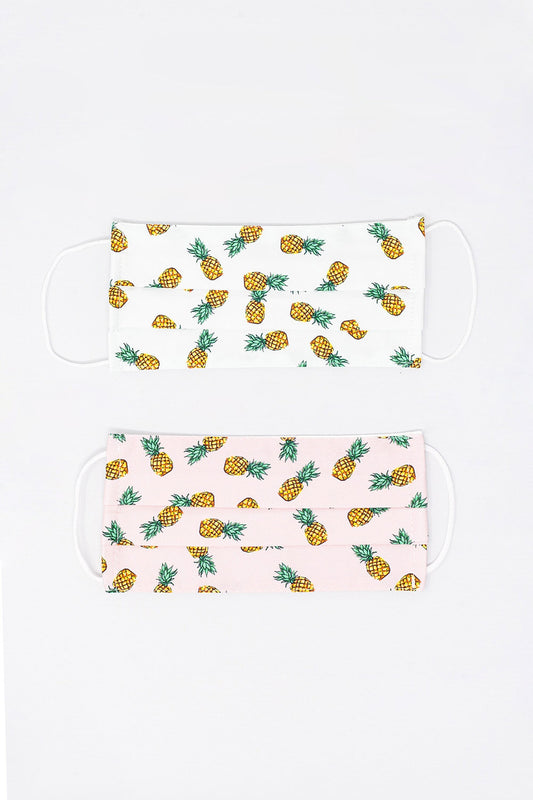 Q2 Paquete 2 Unidades Mascarilla Estampado Piña