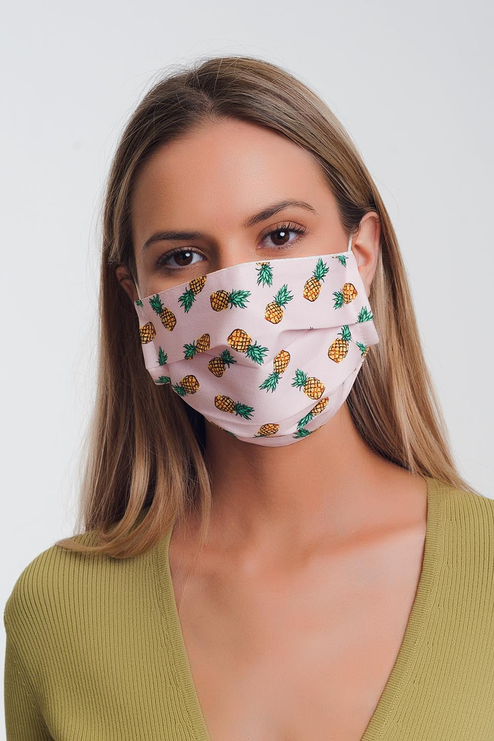 Paquete 2 Unidades Mascarilla Estampado Piña Q2