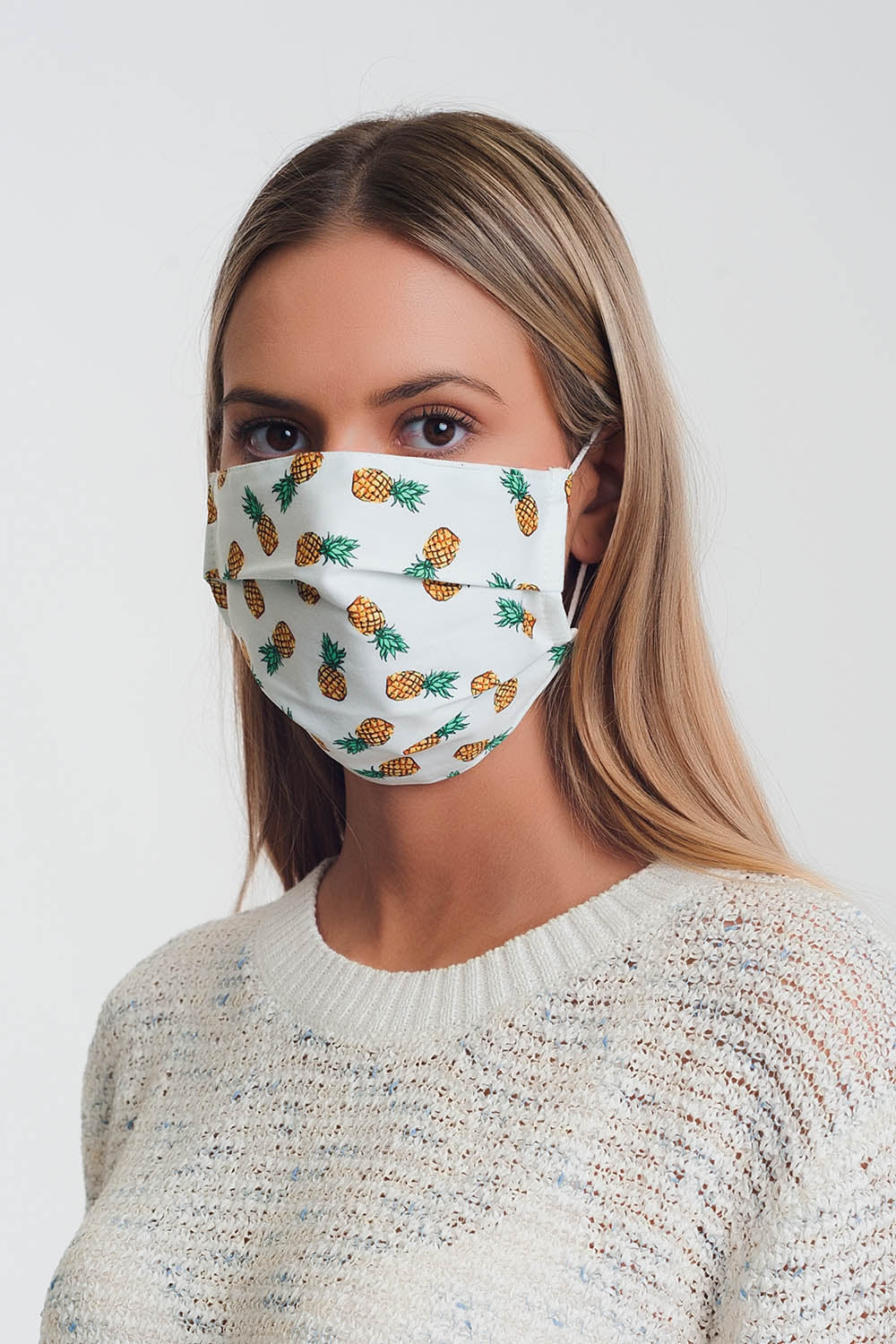 Paquete 2 Unidades Mascarilla Estampado Piña Q2