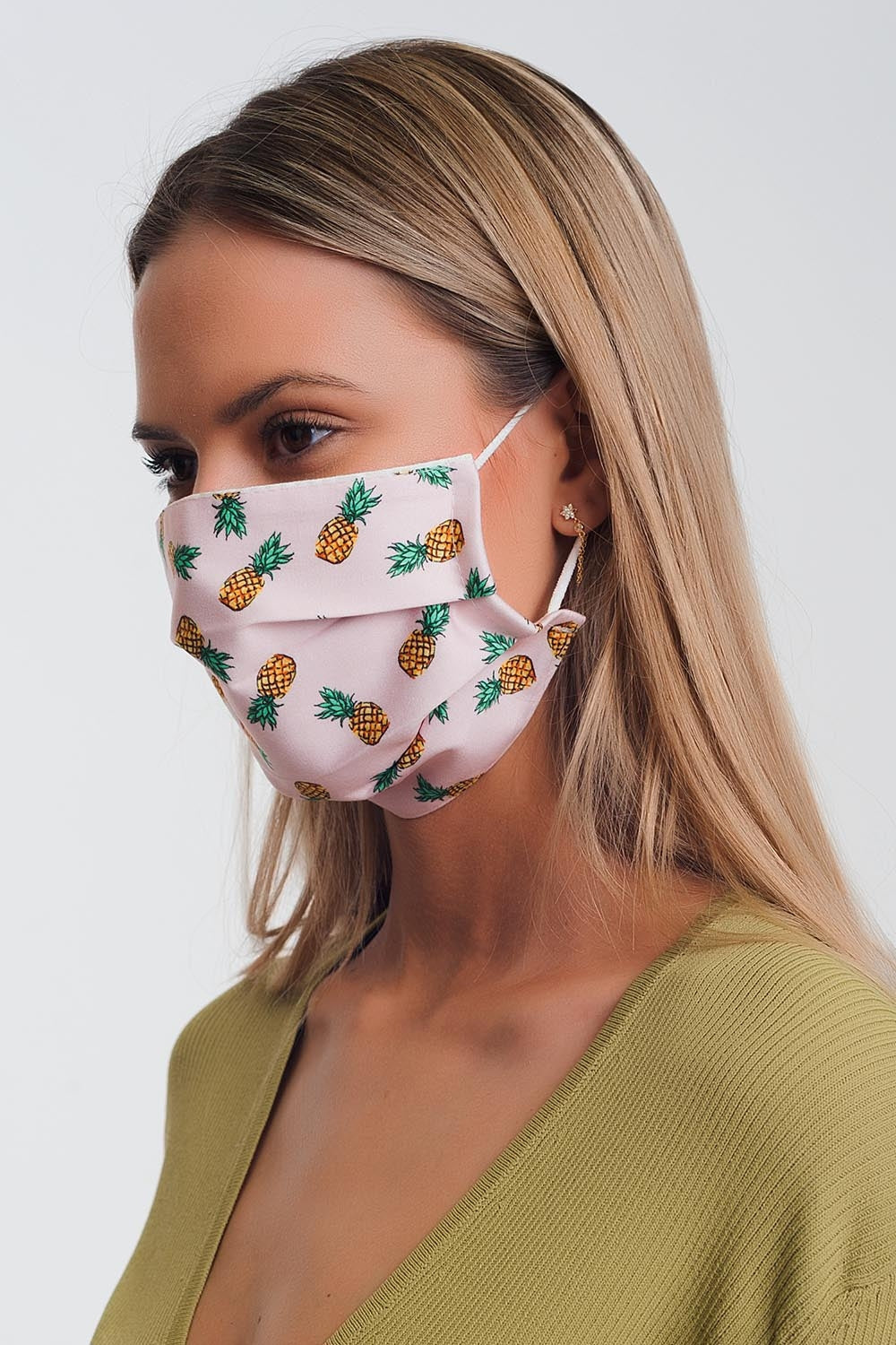 Paquete 2 Unidades Mascarilla Estampado Piña Q2