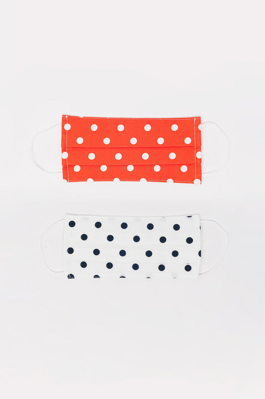 Q2 Paquete de 2 unidades Mascarilla motas blanca y roja