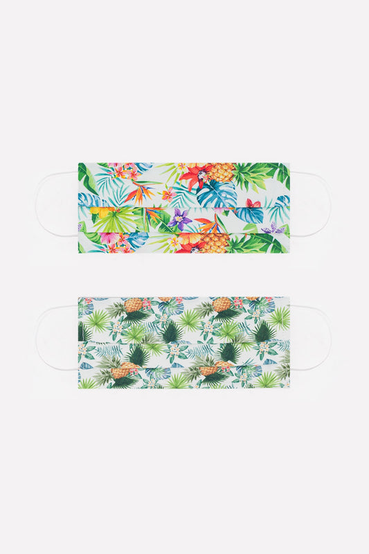 Q2 Paquete de 2 unidades Mascarilla palmera tropicaly piñas