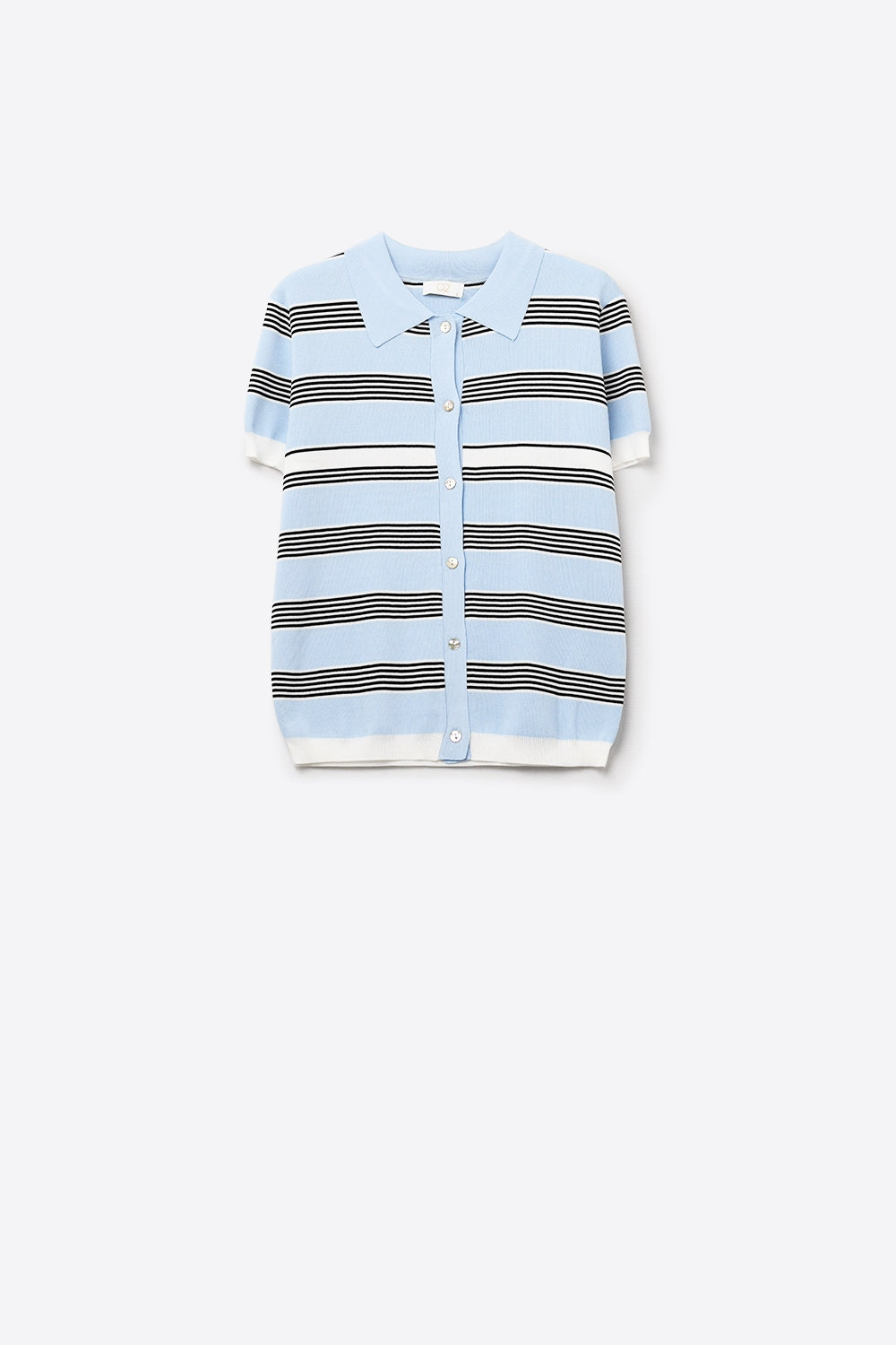 Polo abotonado de rayas azul bebé Q2
