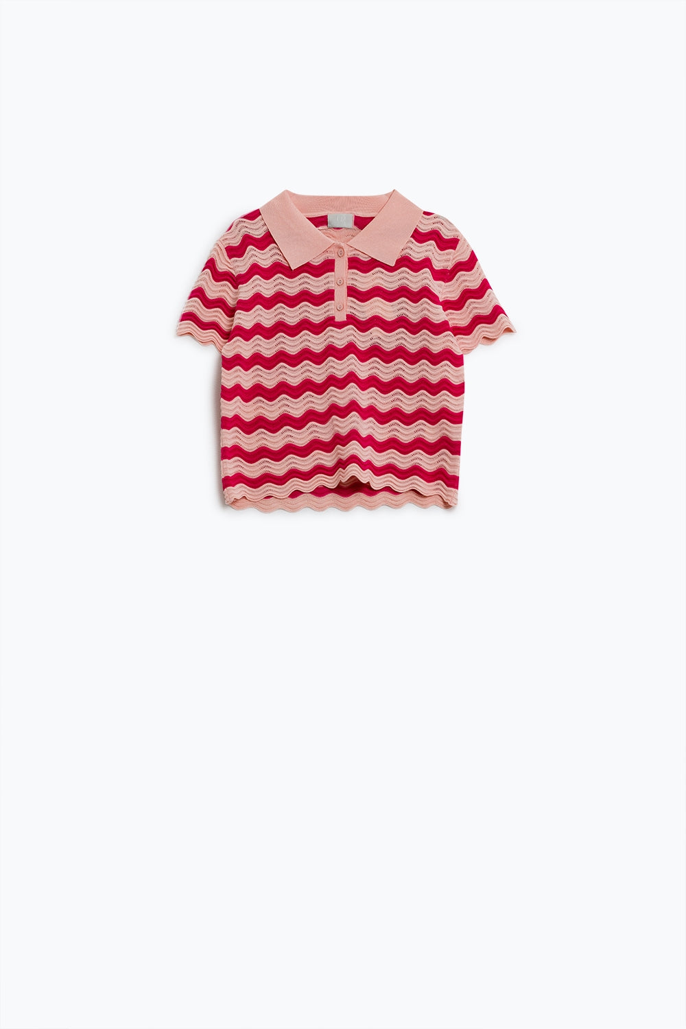 Polo rosa con rayas onduladas fucsia Q2