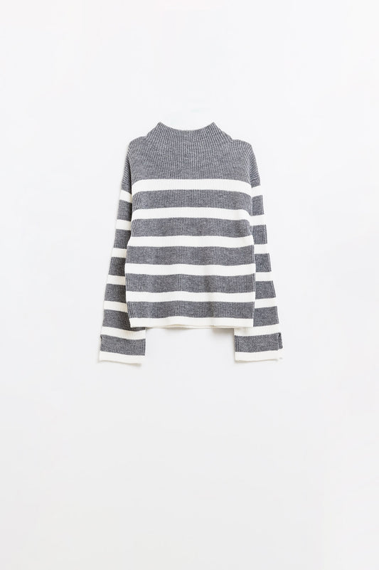 Q2 Punto elástico gris con rayas crema