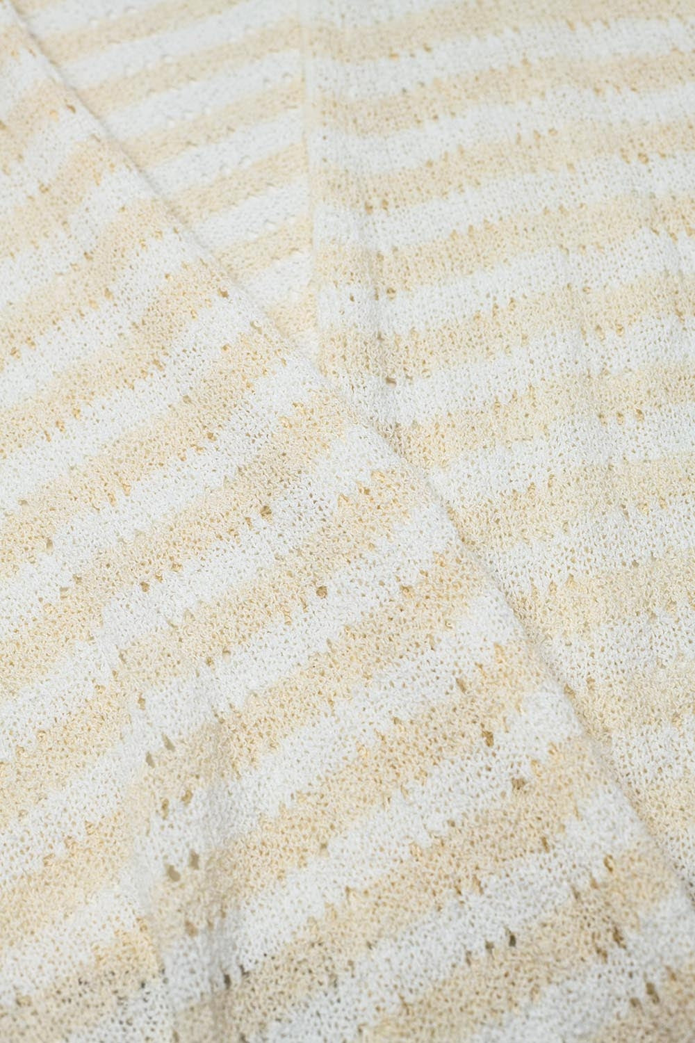 Rebeca Beige Estilo Boho Con Punto Pointelle A Rayas Y Detalles De Flecos Q2