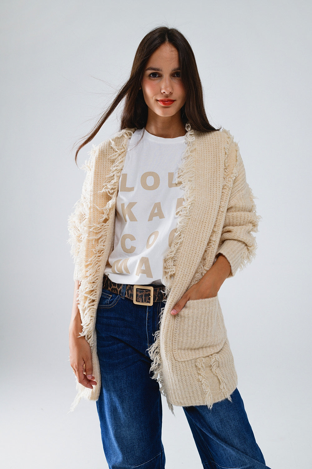 Q2 Rebeca Boho Crudo Con Bolsillos Delanteros