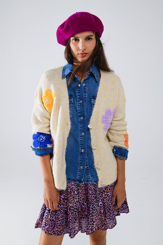 Q2 Rebeca Crema Con Flores Bordadas